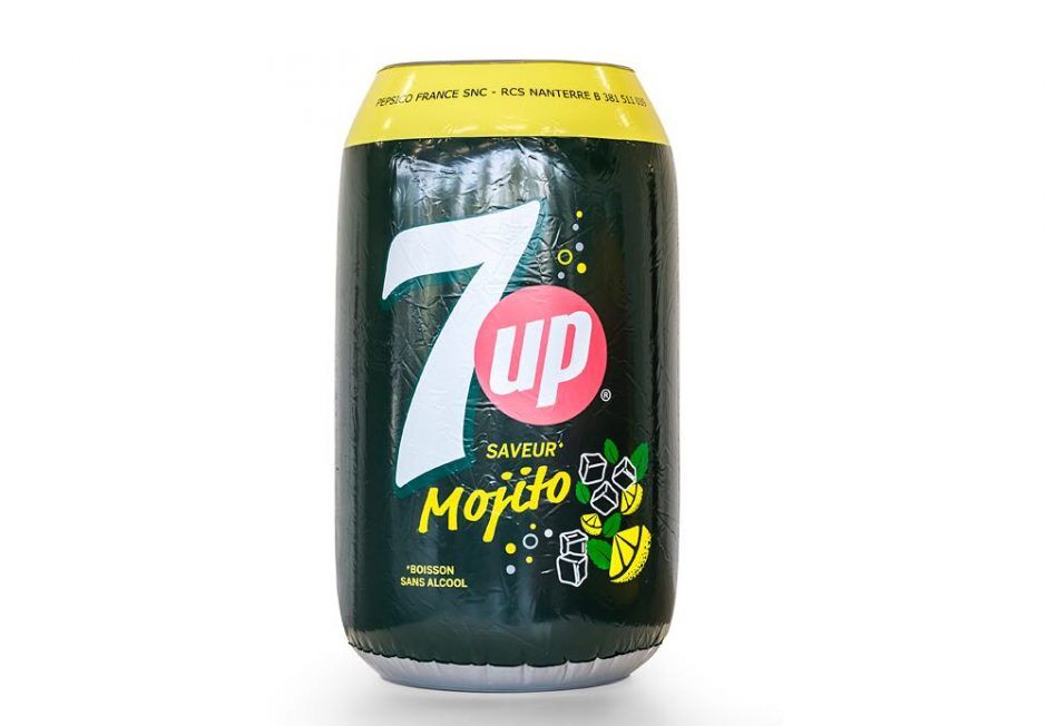 Zamów 7up mini nadmuchiwaną puszkę z PVC. Kup promocyjne artykuły nadmuchiwane online w JB Dmuchańce Polska